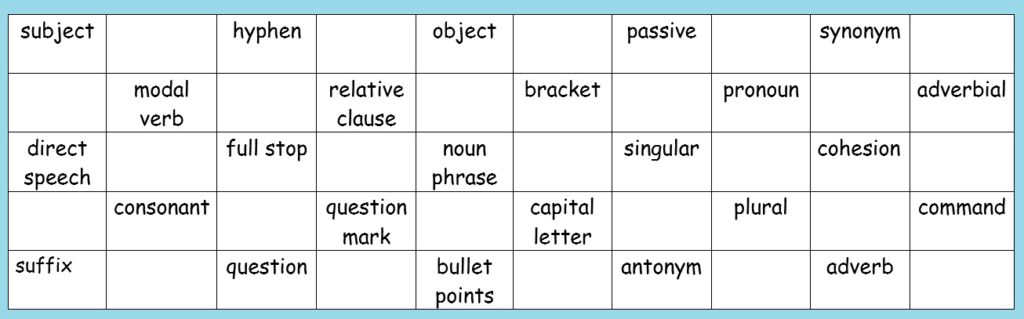 Definition Bingo! (Year 6 grammatical terms) – Teaching With Ease